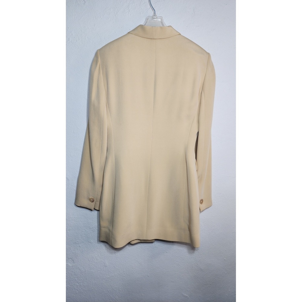 Dana Buchman Blazer 6 Silk‎ Cream Shawl Collar Longline Career Minimalist Luxury - Picture 3 of 8
